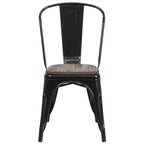 Flash Furniture Metal Stackable Chair with Wood Seat