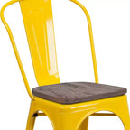 Flash Furniture Metal Stackable Chair with Wood Seat