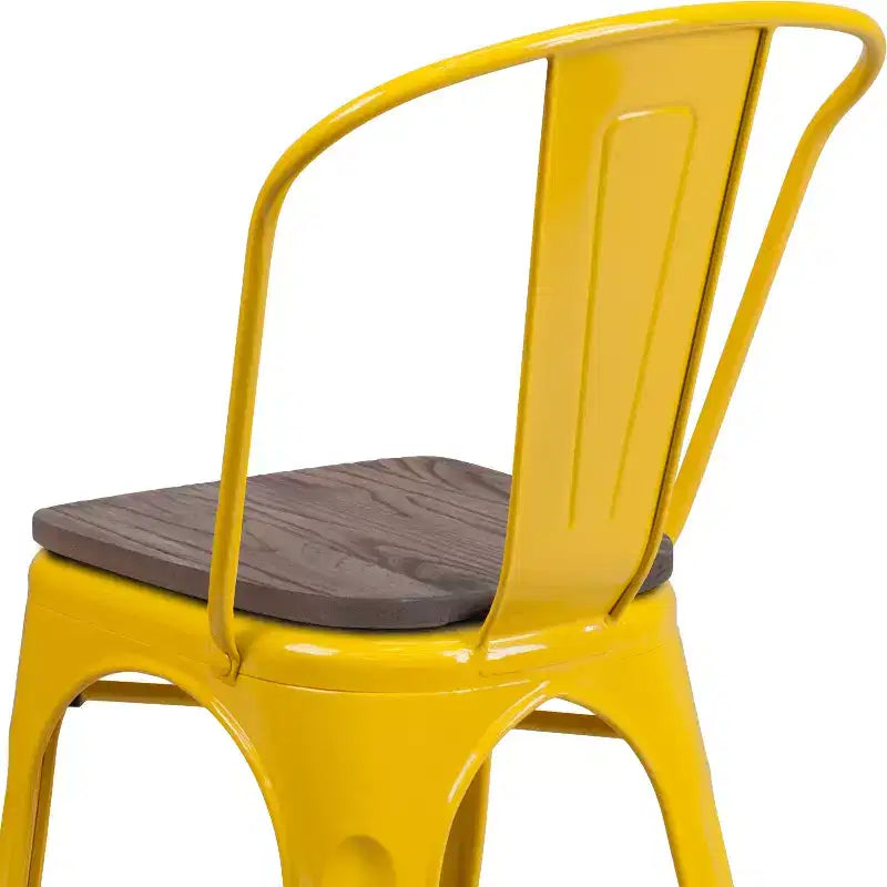 Flash Furniture Metal Stackable Chair with Wood Seat