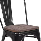 Flash Furniture Metal Stackable Chair with Wood Seat