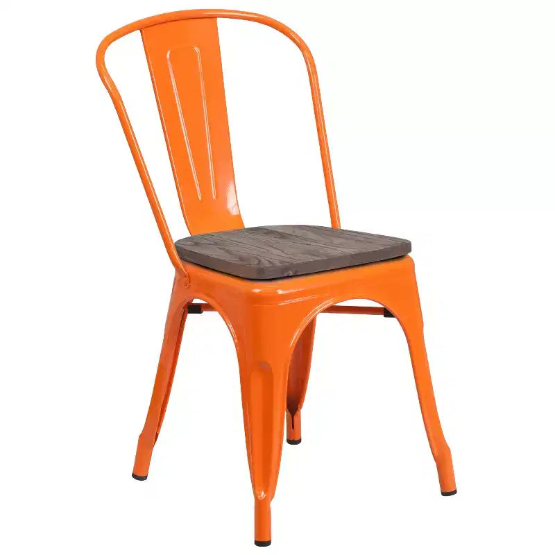 Sedia impilabile Flash Furniture in metallo con sedile in legno
