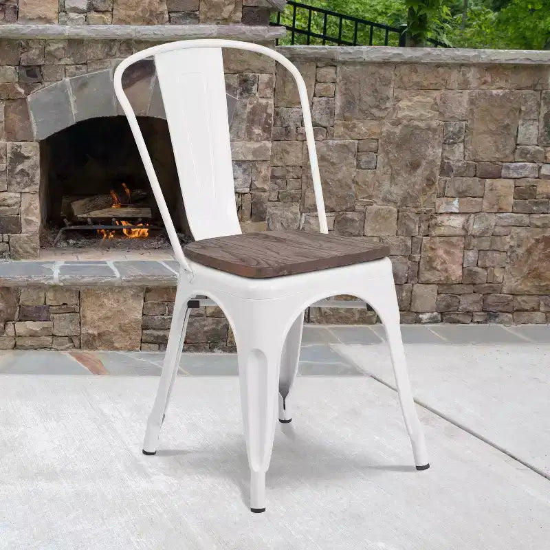 Sedia impilabile Flash Furniture in metallo con sedile in legno