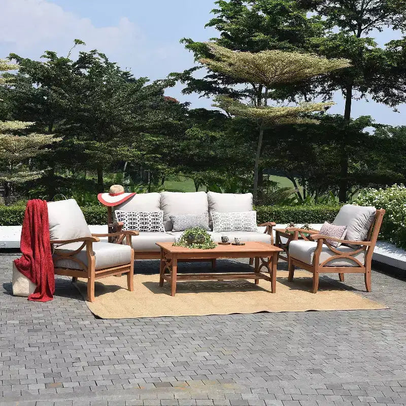 Sedia lounge Sonoma Lane Alamo in teak da esterno con cuscini con cerniera