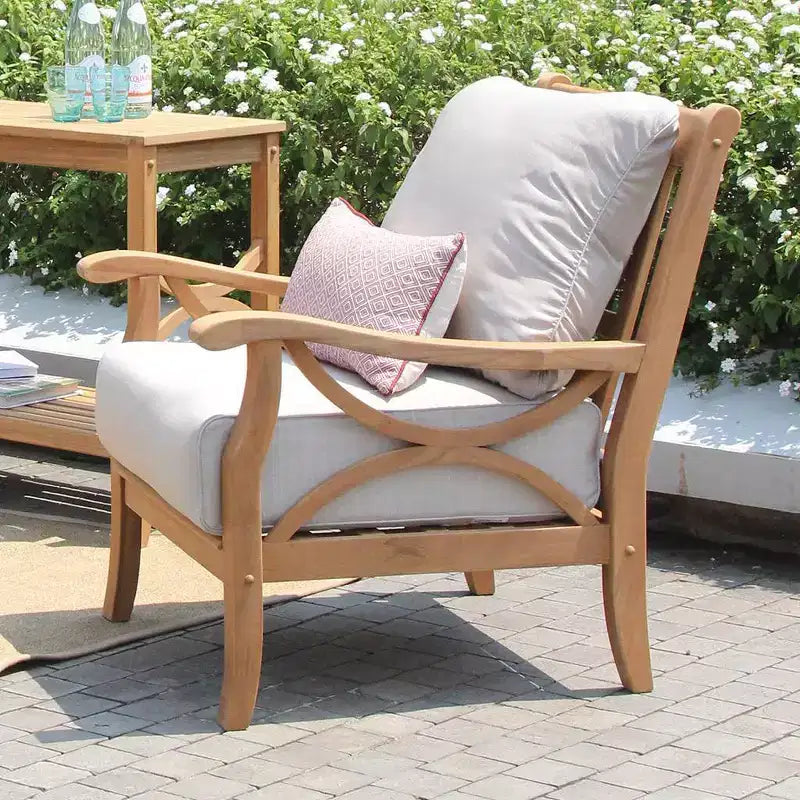 Sedia lounge Sonoma Lane Alamo in teak da esterno con cuscini con cerniera