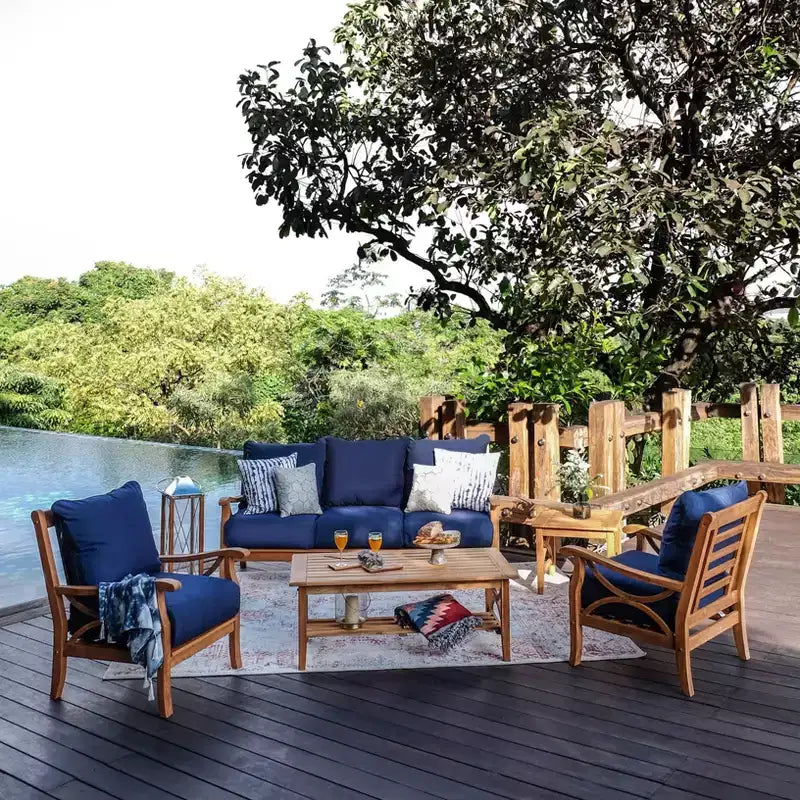 Sedia lounge Sonoma Lane Alamo in teak da esterno con cuscini con cerniera