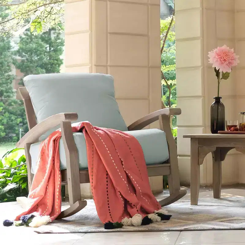 Sonoma Lane Amherst Teak Patio Rocking Chair with Zippered Cushion and Frame