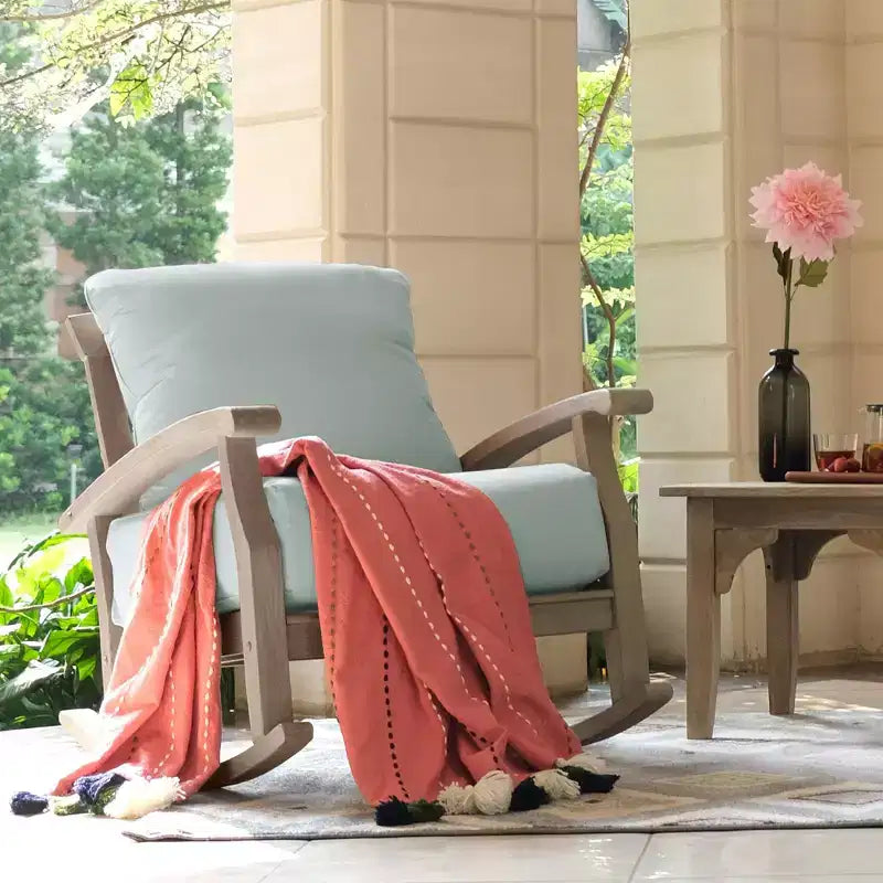 Sonoma Lane Amherst Teak Patio Rocking Chair with Zippered Cushion and Frame