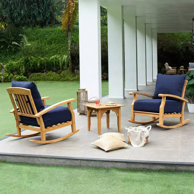 Sonoma Lane Amherst Teak Patio Rocking Chair with Zippered Cushion and Frame