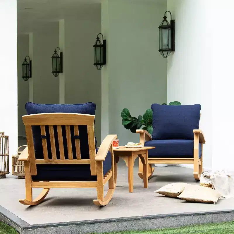 Sonoma Lane Amherst Teak Patio Rocking Chair with Zippered Cushion and Frame