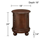 Elm Lane Kendall Vintage Espresso Wood Round Accent Table 19 Wide with Door and 2-Shelf Dark Brown for Living Room Bedroom Bedside Entryway Office