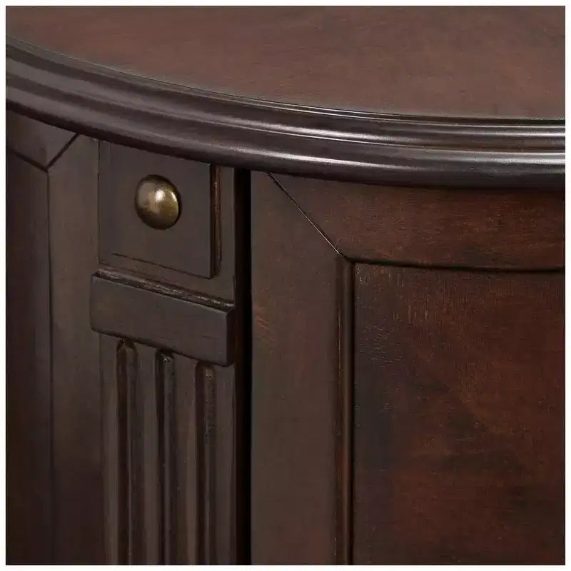 Elm Lane Kendall Vintage Espresso Wood Round Accent Table 19 Wide with Door and 2-Shelf Dark Brown for Living Room Bedroom Bedside Entryway Office