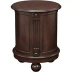 Elm Lane Kendall Vintage Espresso Wood Round Accent Table 19 Wide with Door and 2-Shelf Dark Brown for Living Room Bedroom Bedside Entryway Office