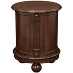 Elm Lane Kendall Vintage Espresso Wood Round Accent Table 19 Wide with Door and 2-Shelf Dark Brown for Living Room Bedroom Bedside Entryway Office