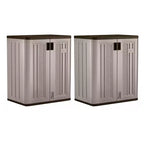 Suncast 9 Cu Ft Heavy Duty Resin Garage Base Storage Cabinet, Platinum (2 Pack)