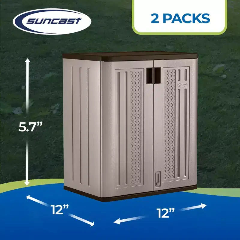 Suncast Armadietto di Base in Resina Resistente da 9 piedi cubi per Garage, Platino (Confezione da 2)