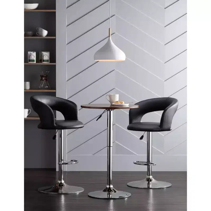 Studio 55D Groove Chrome Swivel Bar Stools Set of 2 30 High Modern Adjustable Black Cushion with Backrest Footrest for Kitchen Counter Height Island