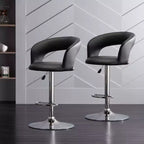 Studio 55D Groove Chrome Swivel Bar Stools Set of 2 30 High Modern Adjustable Black Cushion with Backrest Footrest for Kitchen Counter Height Island
