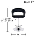 Studio 55D Groove Chrome Swivel Bar Stools Set of 2 30 High Modern Adjustable Black Cushion with Backrest Footrest for Kitchen Counter Height Island