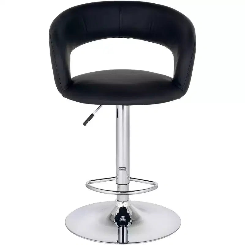 Studio 55D Groove Chrome Swivel Bar Stools Set of 2 30 High Modern Adjustable Black Cushion with Backrest Footrest for Kitchen Counter Height Island
