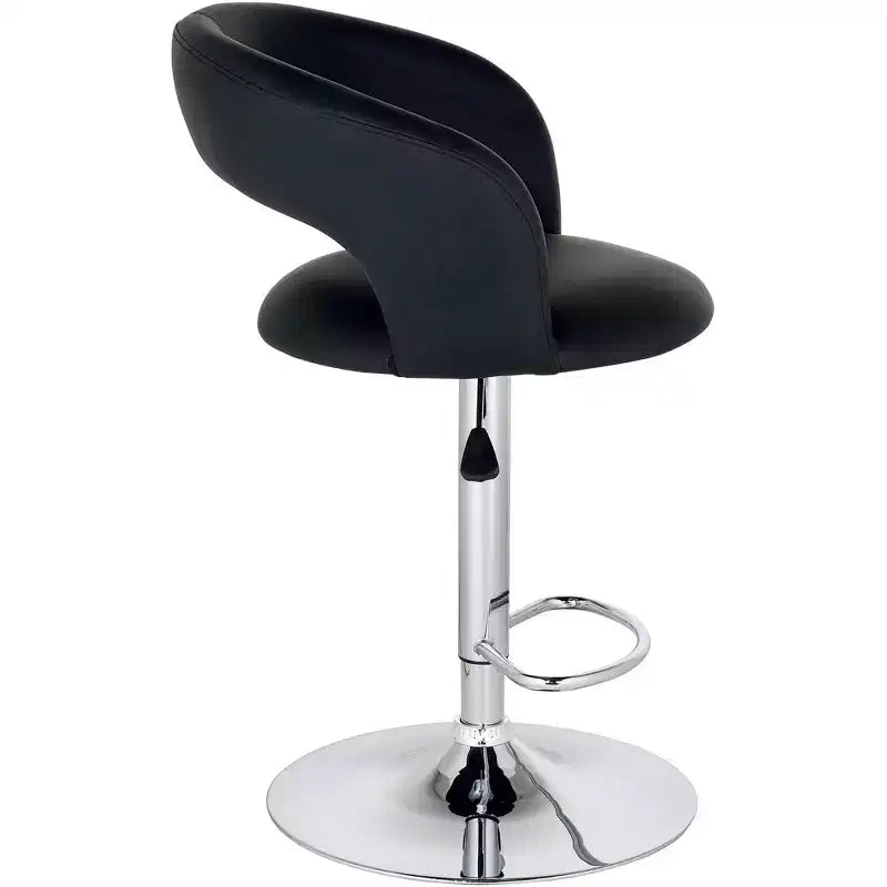 Studio 55D Groove Chrome Swivel Bar Stools Set of 2 30 High Modern Adjustable Black Cushion with Backrest Footrest for Kitchen Counter Height Island
