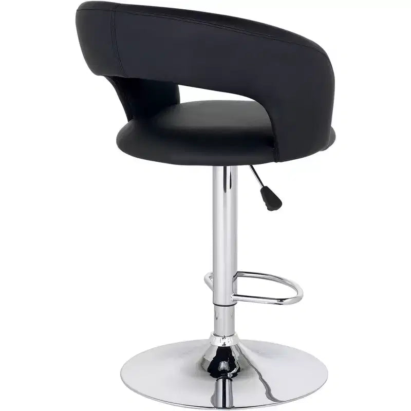 Studio 55D Groove Chrome Swivel Bar Stools Set of 2 30 High Modern Adjustable Black Cushion with Backrest Footrest for Kitchen Counter Height Island