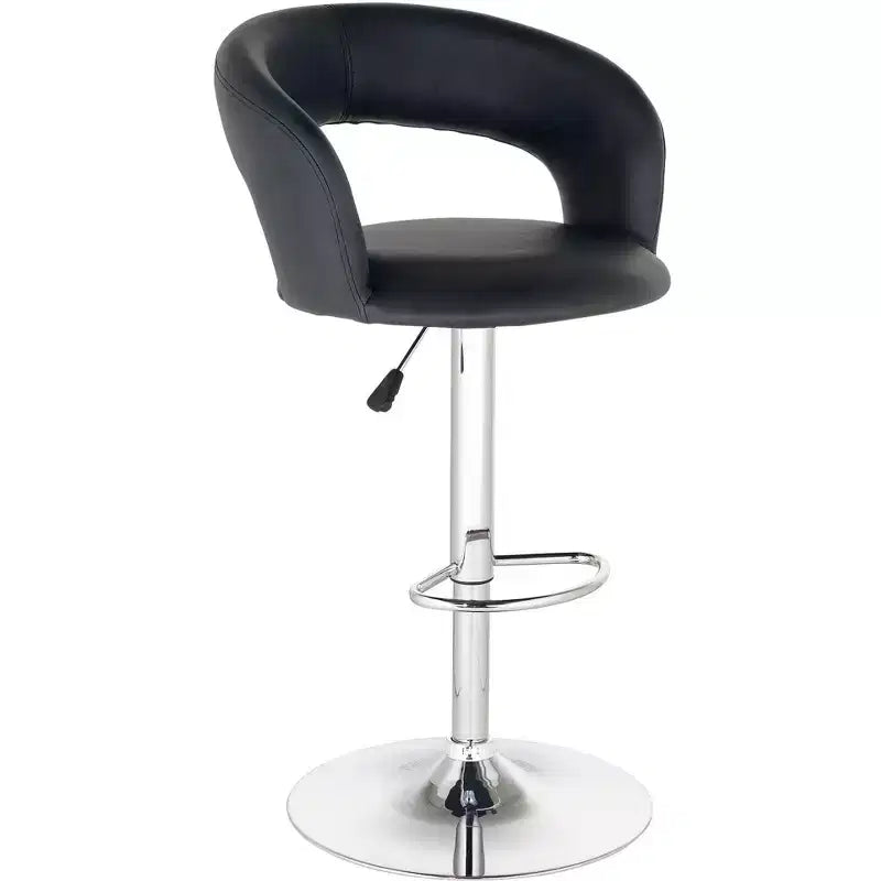 Studio 55D Groove Chrome Swivel Bar Stools Set of 2 30 High Modern Adjustable Black Cushion with Backrest Footrest for Kitchen Counter Height Island