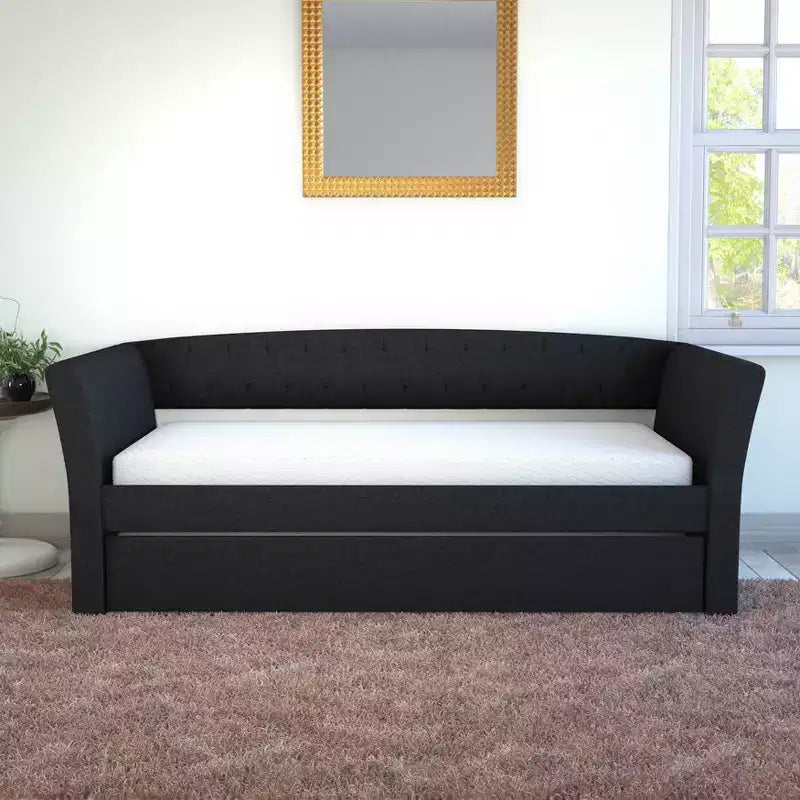 Twin Olivia Linen Upholstered Sofa Daybed with Trundle - Eco Dream