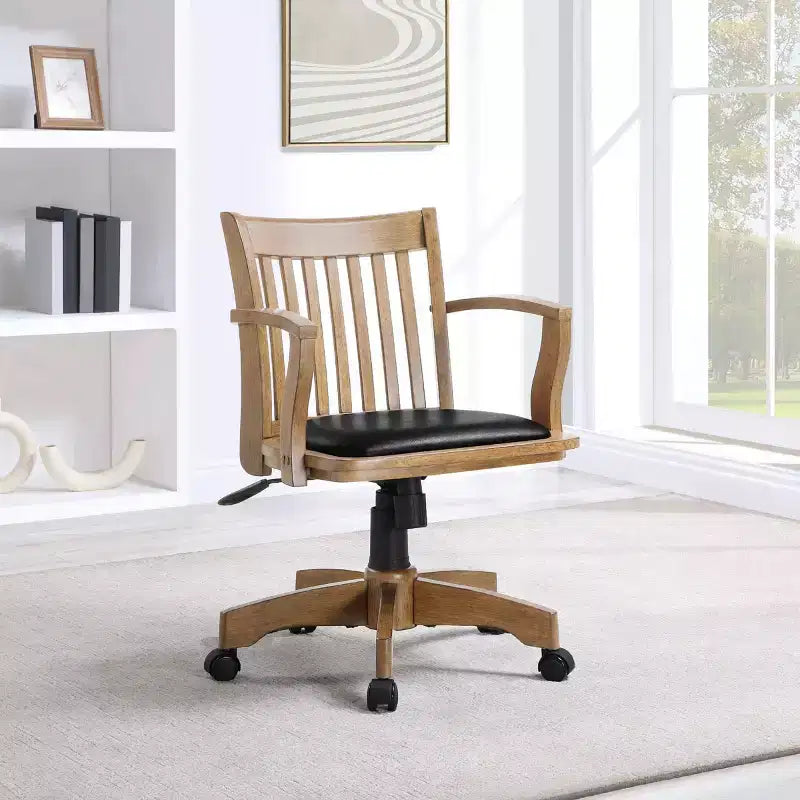 Deluxe Wood Banker's Chair Padded Seat with Base Fruitwood - OSP Home Furnishings