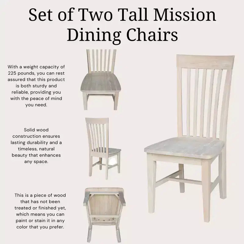 Set of 2 Tall Mission Chairs - International Concepts