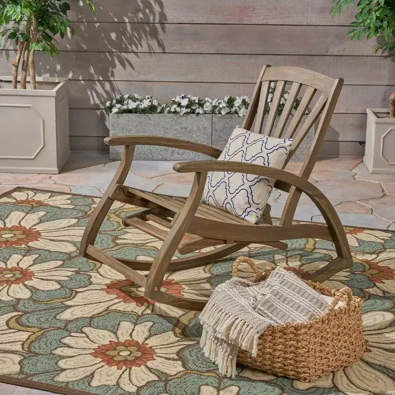 Sedia a dondolo reclinabile in legno di acacia Sunview - Christopher Knight Home