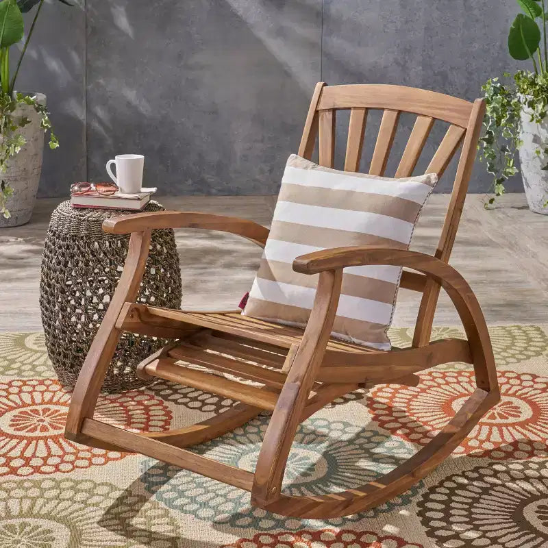Sedia a dondolo reclinabile in legno di acacia Sunview - Christopher Knight Home