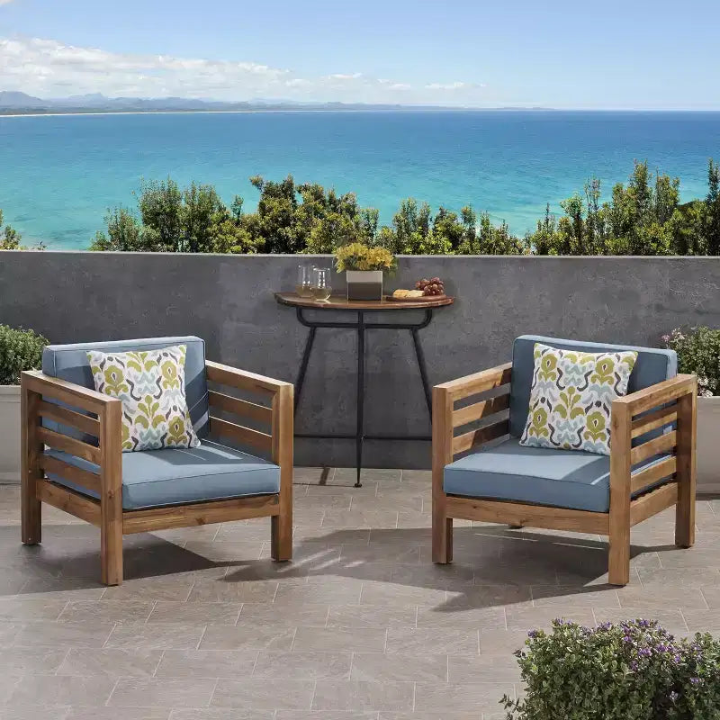 Oana 2PK Acacia Wood Club Chairs - Christopher Knight Home