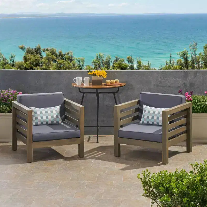 Oana 2PK Acacia Wood Club Chairs - Christopher Knight Home