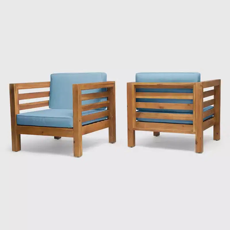 Oana 2PK Acacia Wood Club Chairs - Christopher Knight Home