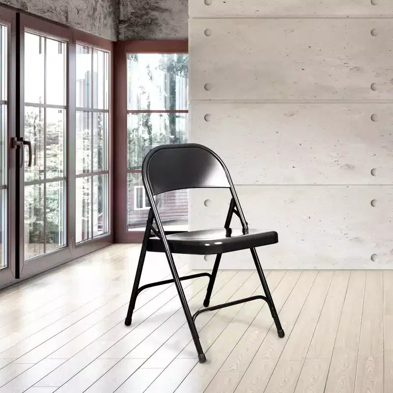 Set di 4 sedie pieghevoli in acciaio per impieghi gravosi - Hampden Furnishings