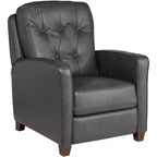 Elm Lane Livorno Gray Genuine Leather Recliner Chair Modern Armchair Comfortable Push Manual Reclining Footrest Tufted for Bedroom Living Room Reading