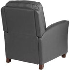 Elm Lane Livorno Gray Genuine Leather Recliner Chair Modern Armchair Comfortable Push Manual Reclining Footrest Tufted for Bedroom Living Room Reading