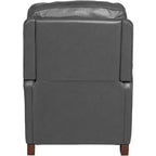 Elm Lane Livorno Gray Genuine Leather Recliner Chair Modern Armchair Comfortable Push Manual Reclining Footrest Tufted for Bedroom Living Room Reading