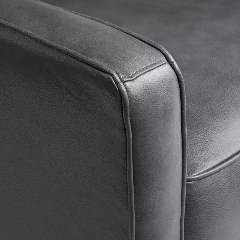 Elm Lane Livorno Gray Genuine Leather Recliner Chair Modern Armchair Comfortable Push Manual Reclining Footrest Tufted for Bedroom Living Room Reading