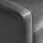 Elm Lane Livorno Gray Genuine Leather Recliner Chair Modern Armchair Comfortable Push Manual Reclining Footrest Tufted for Bedroom Living Room Reading