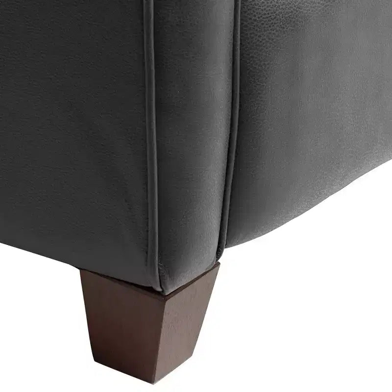 Elm Lane Livorno Gray Genuine Leather Recliner Chair Modern Armchair Comfortable Push Manual Reclining Footrest Tufted for Bedroom Living Room Reading