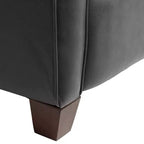 Elm Lane Livorno Gray Genuine Leather Recliner Chair Modern Armchair Comfortable Push Manual Reclining Footrest Tufted for Bedroom Living Room Reading