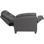 Elm Lane Livorno Gray Genuine Leather Recliner Chair Modern Armchair Comfortable Push Manual Reclining Footrest Tufted for Bedroom Living Room Reading