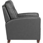 Elm Lane Livorno Gray Genuine Leather Recliner Chair Modern Armchair Comfortable Push Manual Reclining Footrest Tufted for Bedroom Living Room Reading