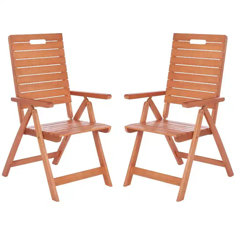 Rence Multi Position Folding Chair Indoor/Outdoor (Set of 2) - PAT7060 - Natural - Safavieh