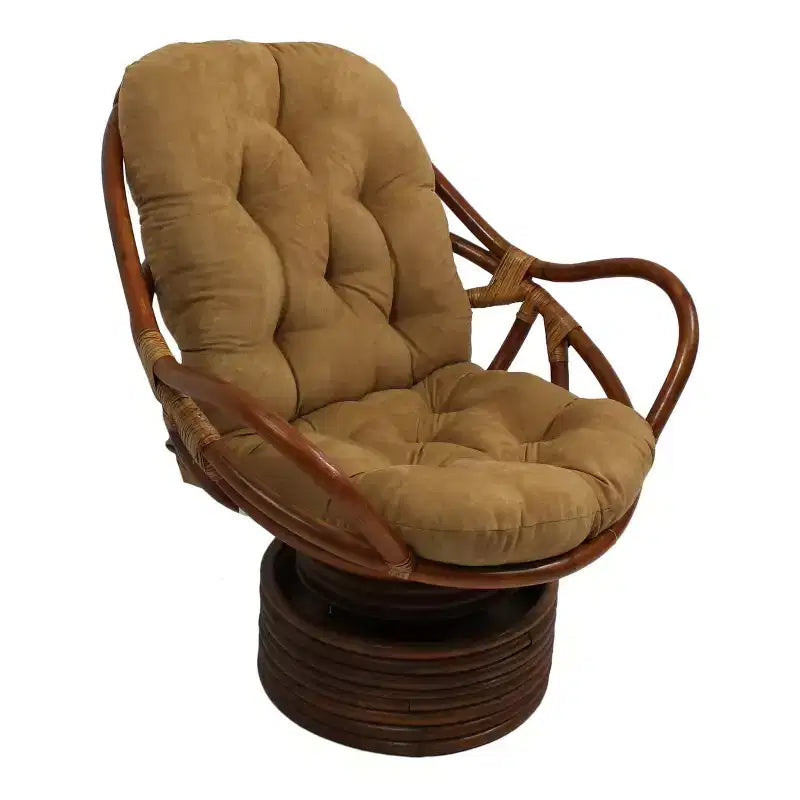 Dondolo girevole in rattan con cuscino in microfibra scamosciata - International Caravan