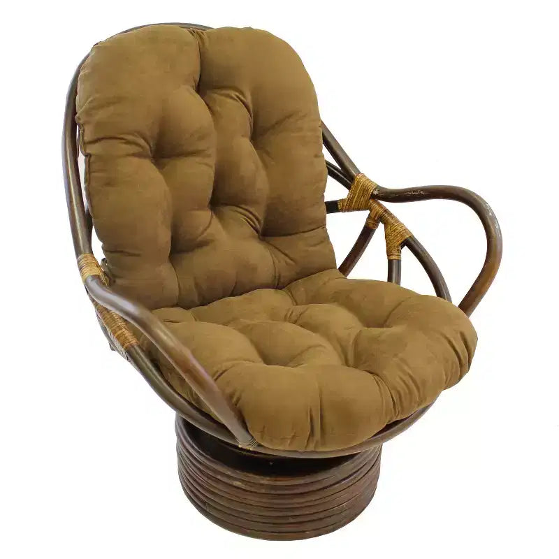 Dondolo girevole in rattan con cuscino in microfibra scamosciata - International Caravan