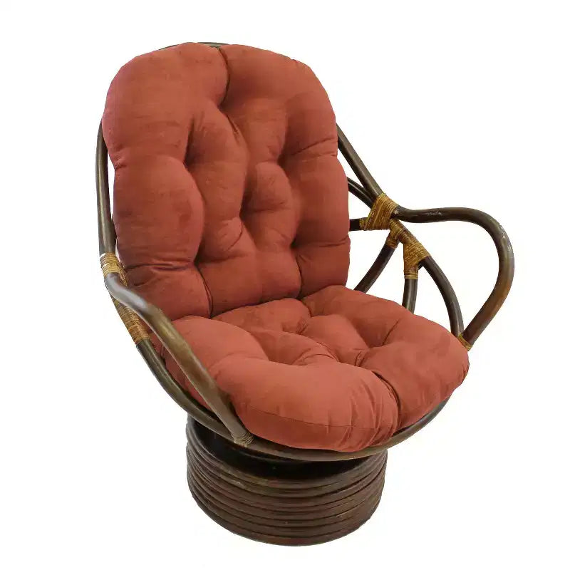 Dondolo girevole in rattan con cuscino in microfibra scamosciata - International Caravan