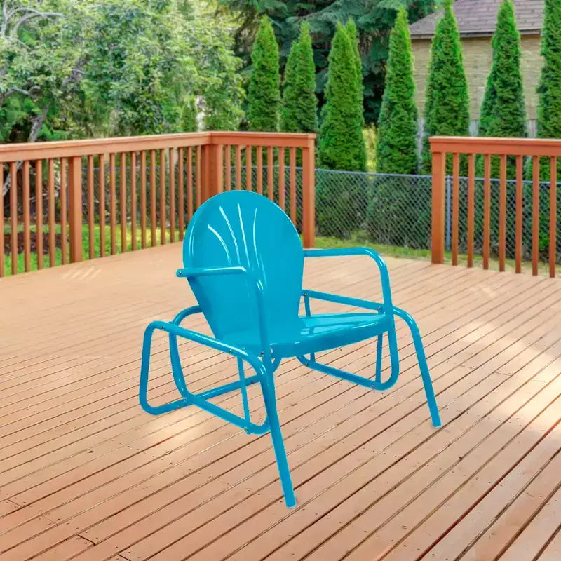 Sedia a dondolo Northlight Outdoor Retro in metallo a tulipano, blu cielo