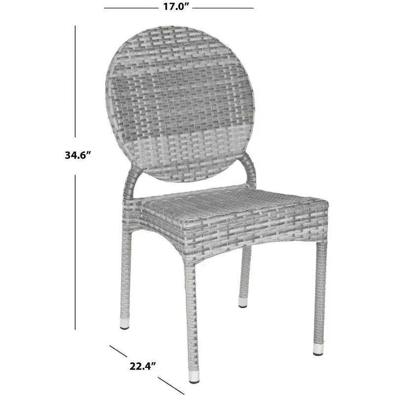 Valdez Stackable Side Chair Indoor/Outdoor (Set of 2) - FOX5204 - Grey - Safavieh Couture